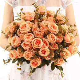 Kwiaty dekoracyjne sztuczny kwiat Seattle Rose jedwabny Bukiet na ślub w pokoju domu