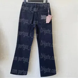 Deisgner Kobiety Rozkloszowane spodnie dżinsy spodnie tylne kieszeń List