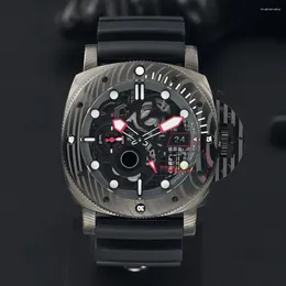 Relógios de pulso 2024 marca preto ops edição limitada 47mm esqueleto dial pulseira de borracha relógio automático masculino reloj hombre