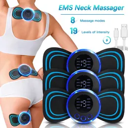 Otros artículos de masaje Pantalla LCD EMS Masaje de cuello Masajeador eléctrico Cuello cervical Parche trasero 8 Modo Estimulador muscular de pulso Alivio portátil Dolor 231018
