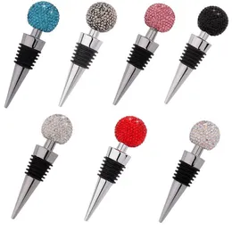 Rhinestone Bottle Stopper rostfritt stål Small Round Ball Crystal Diamond Wine Stoppers Wedding Party Gifts for Bar Tools SN5294