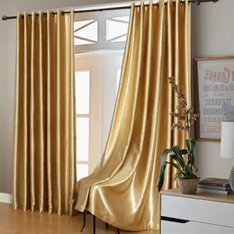 Curtain Modern Gold Curtains Solid-colored Windows High Shade Cloth Curtain Living Room Bedroom Balcony Curtains 231019