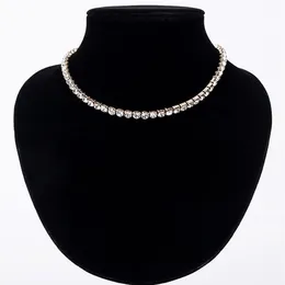 Novas mulheres tênis cristal strass colar colar sliver chapeado corrente colares pingentes para menina casamento aniversário jóias gif322d