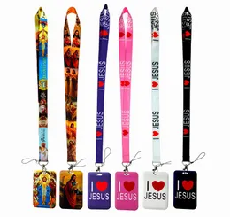 Cell Phone Straps & Charms Holder I love Jesus Cartoon Neck Strap Lanyards ID Badge Card Keychain Hanging Rope Whollesale Gift #021