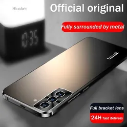 حالات الهاتف الخليوي قذيفة معدنية لـ Samsung Galaxy S23 S22 S21 Ultra Phone Case مدمجة في حماية العدسة من سبيكة Titanium Moboy Coverll23/10/16