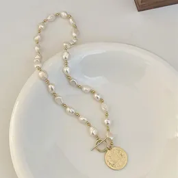 Afshor Goth Baroque Pearl Coin Portrait 펜던트 목걸이 빈티지 레이어 링크 체인 목걸이 펑크 새로운 패션 보석 2022250W