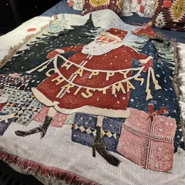 Battaniyeler Textile City Ins Merry Christmas Claus Dekorasyon Battaniyesi Ev Sofa Kapak Şenlikli Atmosfer Goblen 125x150cm 231019
