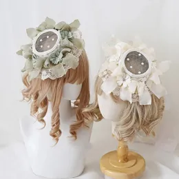 Hårtillbehör Barn Lolita Tob Hat Headdress Bow Beading Lace Design Princess Hairpin Spanien Retro A1294 231019