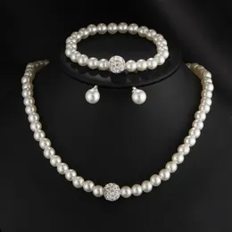 Chokers Bride Wedding Biżuteria Zestaw Faux Pearl Naszyjnik Bransoletka kolczyka 231019