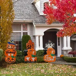 Set, Halloween-Gartenpfähle, Hofschilder, Pfahl, Weg, Auffahrt, Dekorationen, Herbstkürbisse, Gartenpfähle, Halloween-Metall-Hofpfähle, Szenendekoration, Festival-Dekoration