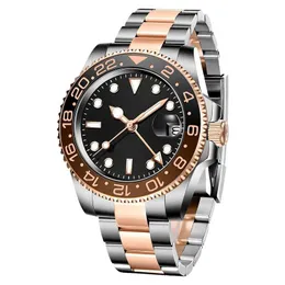 Rolaxs Mens Gmt Automatic Watch 40mm with Box Sapphire Glass Full Stainless Steel Movement Super Luminous Business Luxury Waterproof Wristwatch Montre