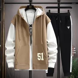 Men's Tracksuits Spring Autumn Set Hooded Letter Zipper Cardigan Vest Long Sleeves Pants Three-piece Casual Fashion Children's Clothing