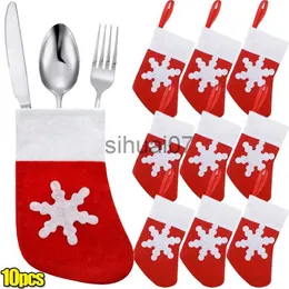 Christmas Decorations Christmas socks tableware rack candy bag fork knife cover New Year's dinner table bag Christmas tree fireplace decoration x1019