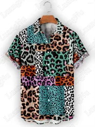 Camisas informales para hombre, blusas hawaianas de manga corta con estampado de leopardo en 3D para playa y verano, camisa con botones de alta calidad