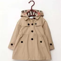 의류 세트 새로운 베이비 키드 코트 어린이 039S 착용 소녀 트렌치 재킷 가을 공주 단단한 중간 길이 단일 가슴 윈드 브레이커 코트 크기 100cm-160cm