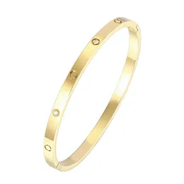 4mm Titanium Steel Cuff Armband Gold Silver och Rose Woman Man Luxury Bangle Par Jewelry Lover Gift No Box326s