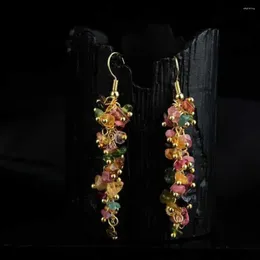 Dangle Earrings Natural Tourmaline Gravel Grapes Chain Eardrop Halloween Lucky Women Ear Stud Beautiful Holiday Gifts VALENTINE'S DAY