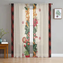 Cortina de natal floco de neve lâmpada bola pura cortinas para sala estar tule janela cortina quarto cozinha véu 231019