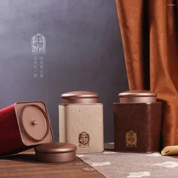 Garrafas de armazenamento retrô meio malicioso chá pode ferro universal preto caixa de embalagem verde vazia