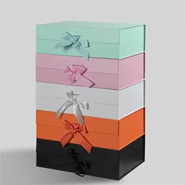 Present Wrap High Quality Cardboard Folding Box Bow Present Box Magnetic Flip Box Packaging 231019
