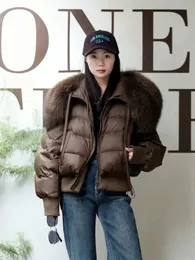 Women Down Parkas Fashion Winter Fur Fur Clar Gruby Women Women Płaszcz 90% White Goose Jacket Luksusowa warstwa zniszczona 231018