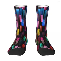 Men's Socks Multicolored Watercolor Stripes Pattern Sock Men Women Polyester Stockings Customizable Sweetshirt