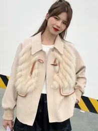 Womens Fur Faux OFTBUY Winter Women Jacket Real Coat Doublesided Cashmere Turn Down Collar Classic Short Trench Style Streetwear 231018