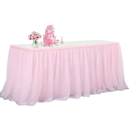 Decorações de Natal 6 pés saia de mesa de tule rosa para mesas retangulares ou redondas arco-íris encaracolado salgueiro unicórnio saia de mesa para chá de bebê decoração de aniversário 231019