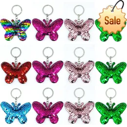 Colorful Sequins Keychain European and American Fashion Shiny Butterfly Bag Pendant Women's Clothing Accessories