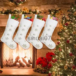 Juldekorationer Juldekoration Artiklar Julstrumpor Giftpåsar broderade snöflingpärlor stora jullekoration Gift Socks Bags X1019