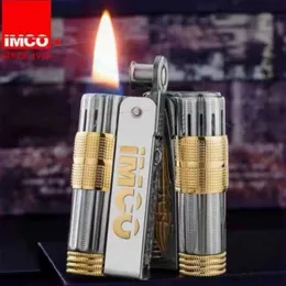 Lighters Original IMCO 6700 Vintage Double Gold Metal Lighter Austrian Petrol Grinding Wheel Lighter Kerosene Series with Box