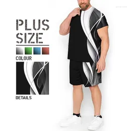 Chándales para hombres Ropa para hombres Trajes de camiseta impresos en 3D para tallas grandes Bloque de color Gráfico Cuello redondo Ropa Diseñador de moda Manga corta 2