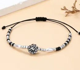 Charm Bracelets 1PC Vintage Black&White Bagua Tai Chi Bracelet Rhinestone Seed Beads Friendship Braided Adjustable