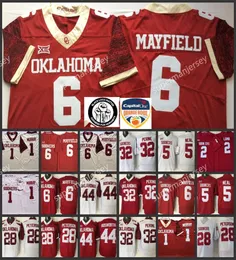 خياطة أوكلاهوما سونرز كلية كرة القدم القمصان 1 Kyler Murray Baker Mayfield Jalen Hurts Ceedee Lamb Marquise Brown Adrian Peterson Brian Nice Cloths