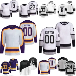 남자 청소년 여자 하키 11 Anze Kopitar Jerseys 22 Kevin Fiala 9 Adrian Kempe 33 Viktor Arvidsson 24 Phillip Danault 8 Drew Doughty 46 Blake Lizotte Reverse Retro Sewing