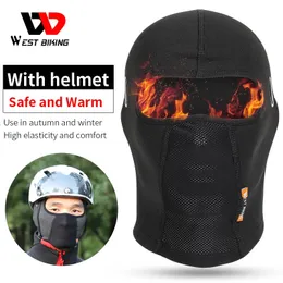 Cykelmössor Masker West Cykling Cykling Scarf Cap Winter Warm Hat Windproof Balaclava Huvudbonader Full Face Cover MTB Bike Motorcykel Hjälmfoder 231019