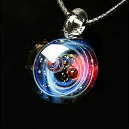 Mały wszechświat kryształowy naszyjnik galaktyka szklana kulka wisiorka naszyjnik biżuteria prezent H9250C