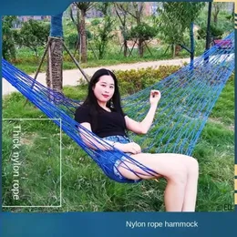 Kamp Mobilya Naylon Hammock Taşınabilir Bahçe Örgü Net Uyku Yatağı Hamana Açık Seyahat Kampı Hamak Mavi Yeşil Kırmızı Hamac
