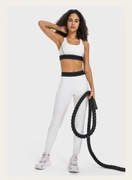 Women Yoga Set Women's Tracksuits Al-0010 Adjustable Shoulder Strap Sports Bra Elastic Waist Training Yoga Pants