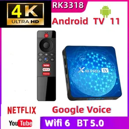 X88 Pro ATV SMART TV BOX RK3318 ANDROID 11.0 2.4G /5G DUAL WIFI6 HD 4K Netflix 1080Pメディアプレーヤー4GB 32GB 64GB BTセットトップボックス