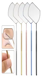 1 st flera färger rostfritt stål multifunktion kontrollerar ovala fransspegel ögonfransar förlängning skönhet makeup bärbar spegelverktyg3293682