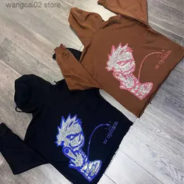 Erkek Hoodies Sweatshirts Grunge Shunge Rhinestones Estetik Baskı Kazak Hoodie Erkek ve Kadın Palto Sweatshirt Y2K Hoodies Goth Harajuku Büyük Boy