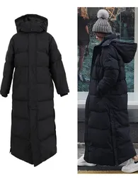 Damen Daunenparka Parka Superlange Jacke Damen Knie Winter Frau mit dickem schwarzen Mantel in 231018