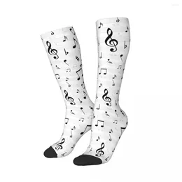 Men's Socks Unisex Musical Sign Music Notes Calf Length Warm Funny Happy High Tube Quality Merch Long Gift Idea