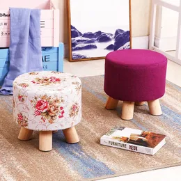 Baby Chairs 28x28cm Countryside Round Wood Stools Washable Taboret Bedroom Makeup Chair Home Furniture Footstool Dining Beach Pouf Ottoman 231018