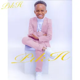 Suits Pink Boys Suit 2 Piece Casual Jacket Pants Tuxedo Wedding Kids Slim Fit Blazer Set Custom 2-16 år kläder 231019