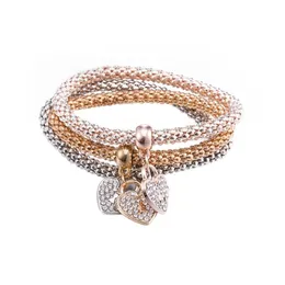 SET 3 PEZZI Bracciale con ciondoli Bracciale con chiave a cuore in oro 18 carati Cristallo di diamanti da gioielli Swarovski Regali Stile America Glorious BlingBling245z