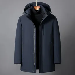 Mens Down Parkas Middleaged Men Jacket Winter High Quality Brand Liner Löstagbar vit Duck Coat Huven Tjock varm 231018