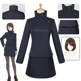 Kaisen temporada 2 shoko ieiri cosplay traje peruca azul preto vestido uniforme escolar tóquio jujutsu alta saiacosplay