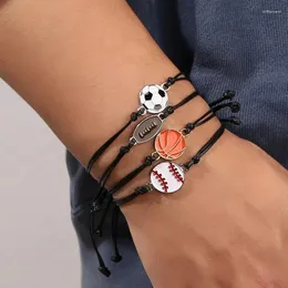 Charm Armband Football Basketball Soccer Rugby Braided Armband Women Men Volleyball Baseball Justerbara armband Sportsmycken